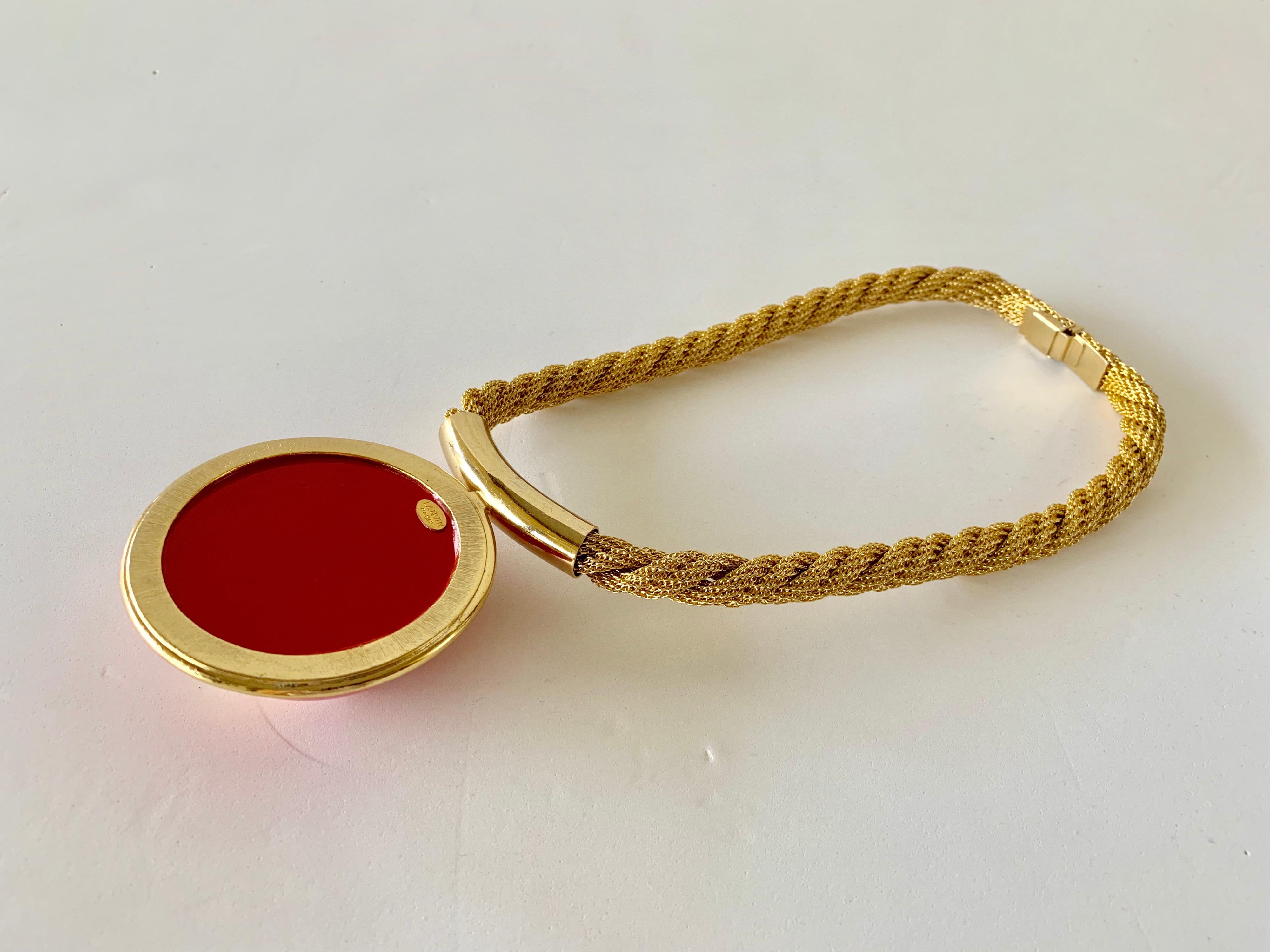 Vintage Red Lanvin Paris Modern Statement Necklace  5