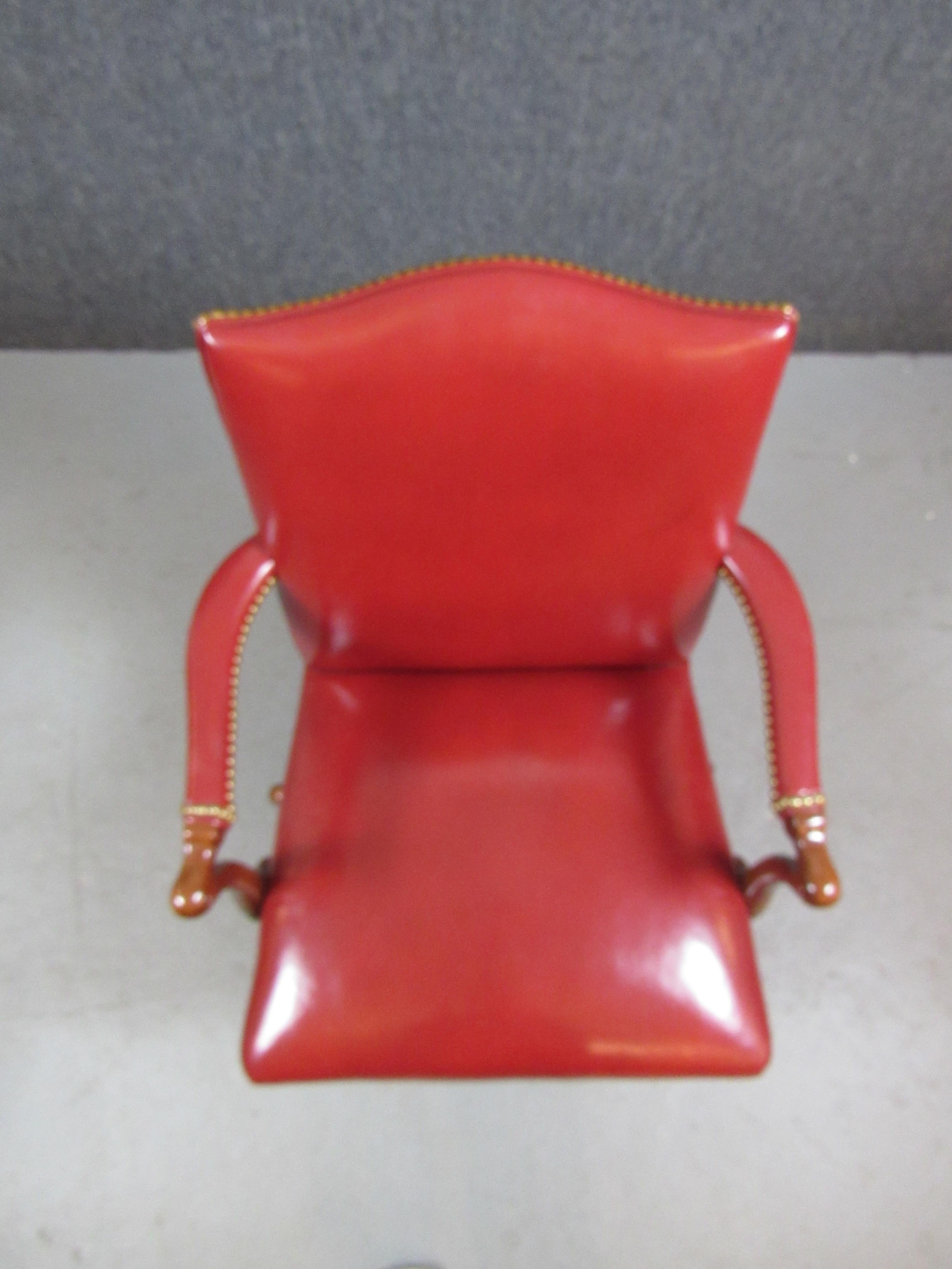 Vintage Red Leather Chesterfield Desk Chair by Thomasville 6