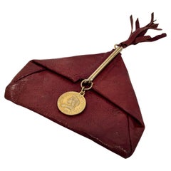 Vintage Red Leather Coin Purse Made In Italy in Triangular Shape 1960s
