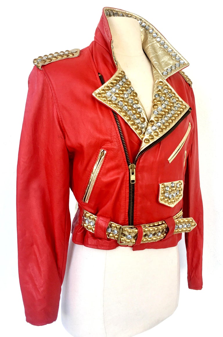 Vintage Red Leather and Gold Metallic Stud Motorcycle ... (768 x 1160 Pixel)