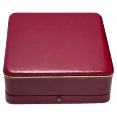 Vintage Red Leather Jewellery Box with Crown Mark