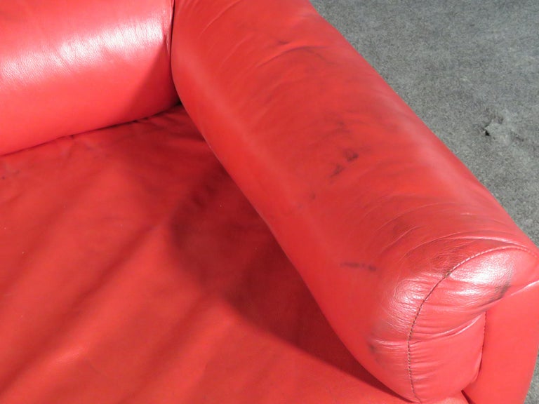 Vintage Red Leather Loveseat For Sale at 1stDibs red leather love