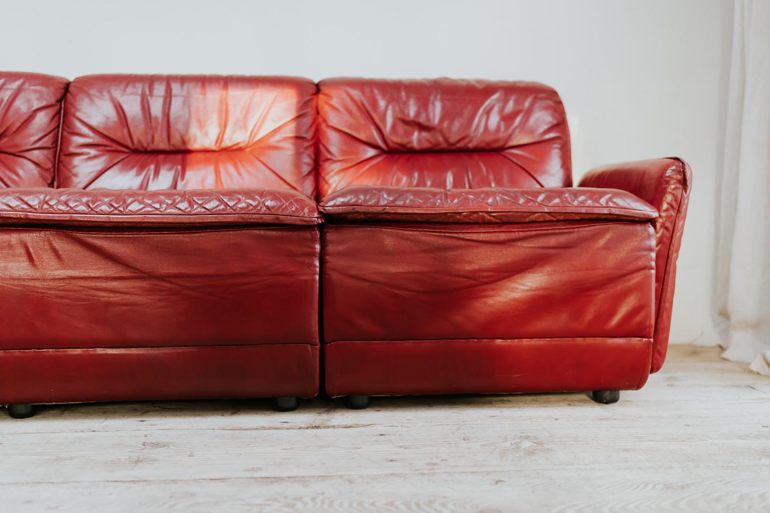 Vintage Red Leather Sectional Sofa at 1stDibs vintage leather
