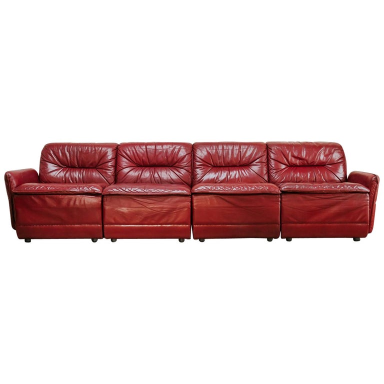 Vintage Red Leather Sectional Sofa At, Red Leather Modular Sectional Sofa