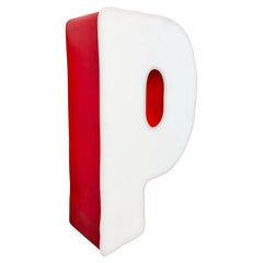 Vintage Red Lighted Letter P, 1970s