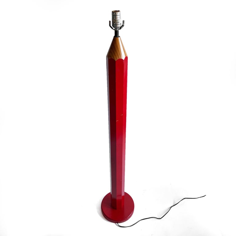 Vintage Red Lightolier Pencil Floor, Pencil Floor Lamp