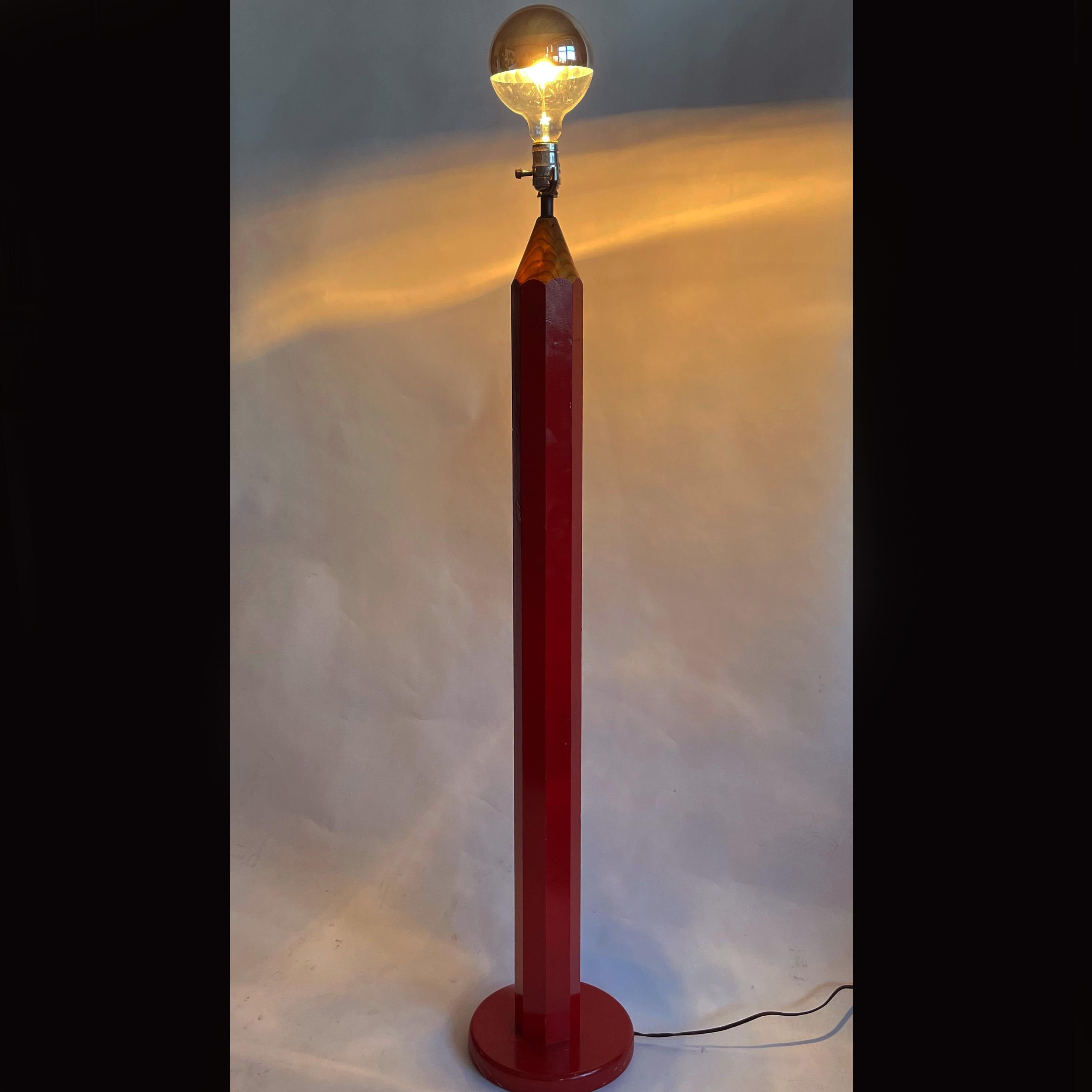 20th Century Vintage Red Lightolier Pencil Floor Lamp