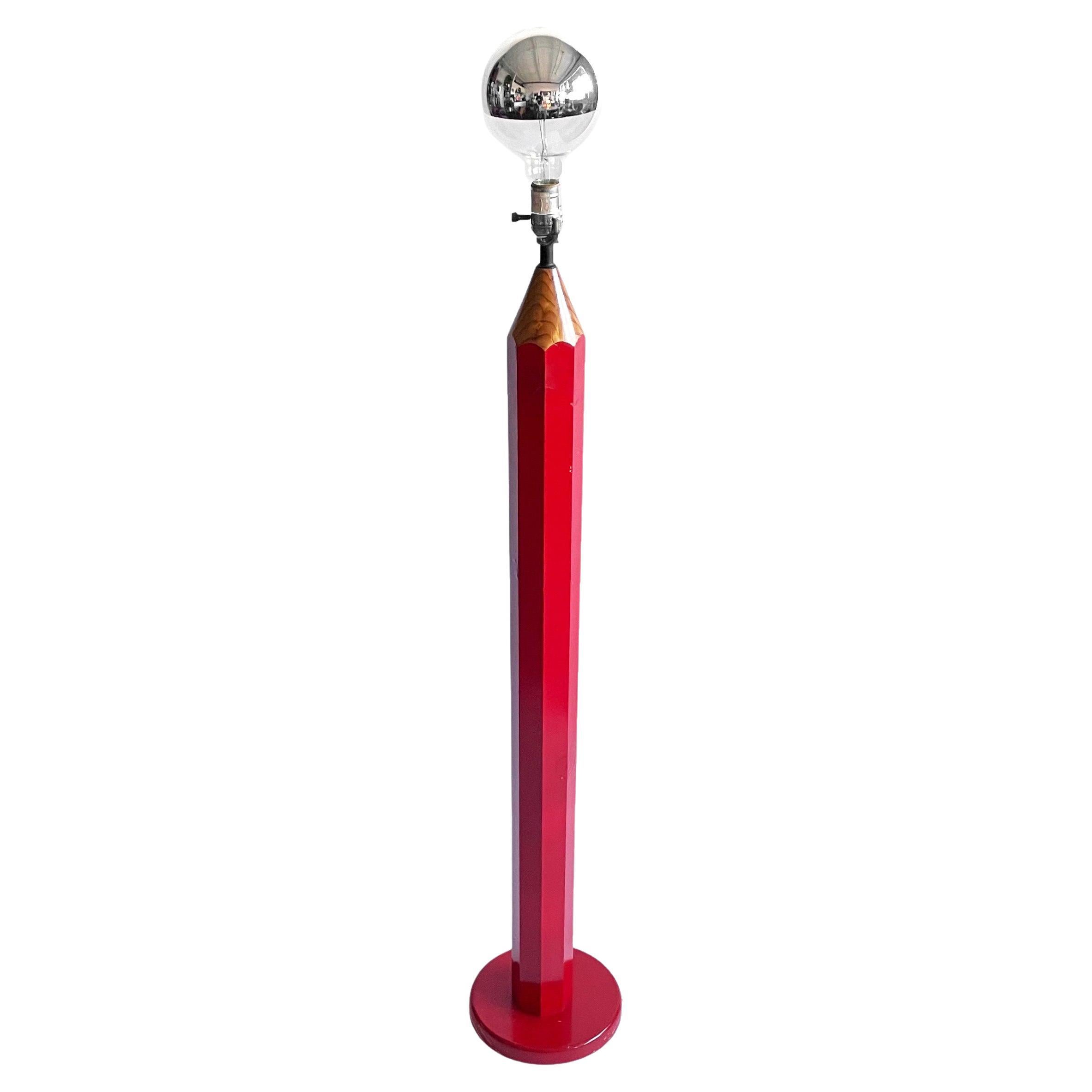 Vintage Red Lightolier Pencil Floor Lamp