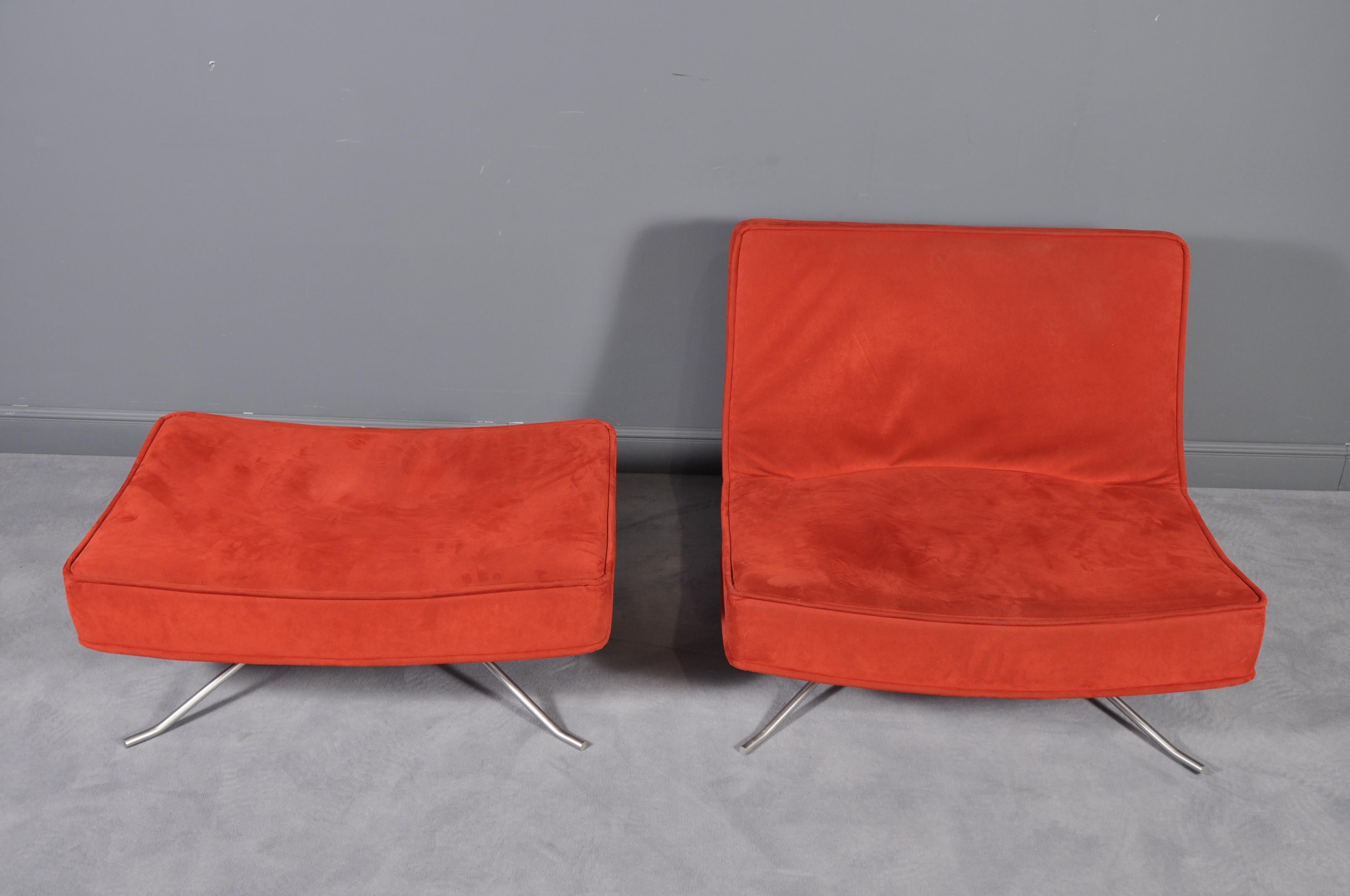Vintage Red Ligne Roset 'Pop' Easy Lounge Chair and Ottoman by Christian Werner In Good Condition In Bucharest, RO