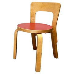 Vintage Red Linoleum N65 Children Chair by Alvar Aalto for Artek, Finland, 1970s