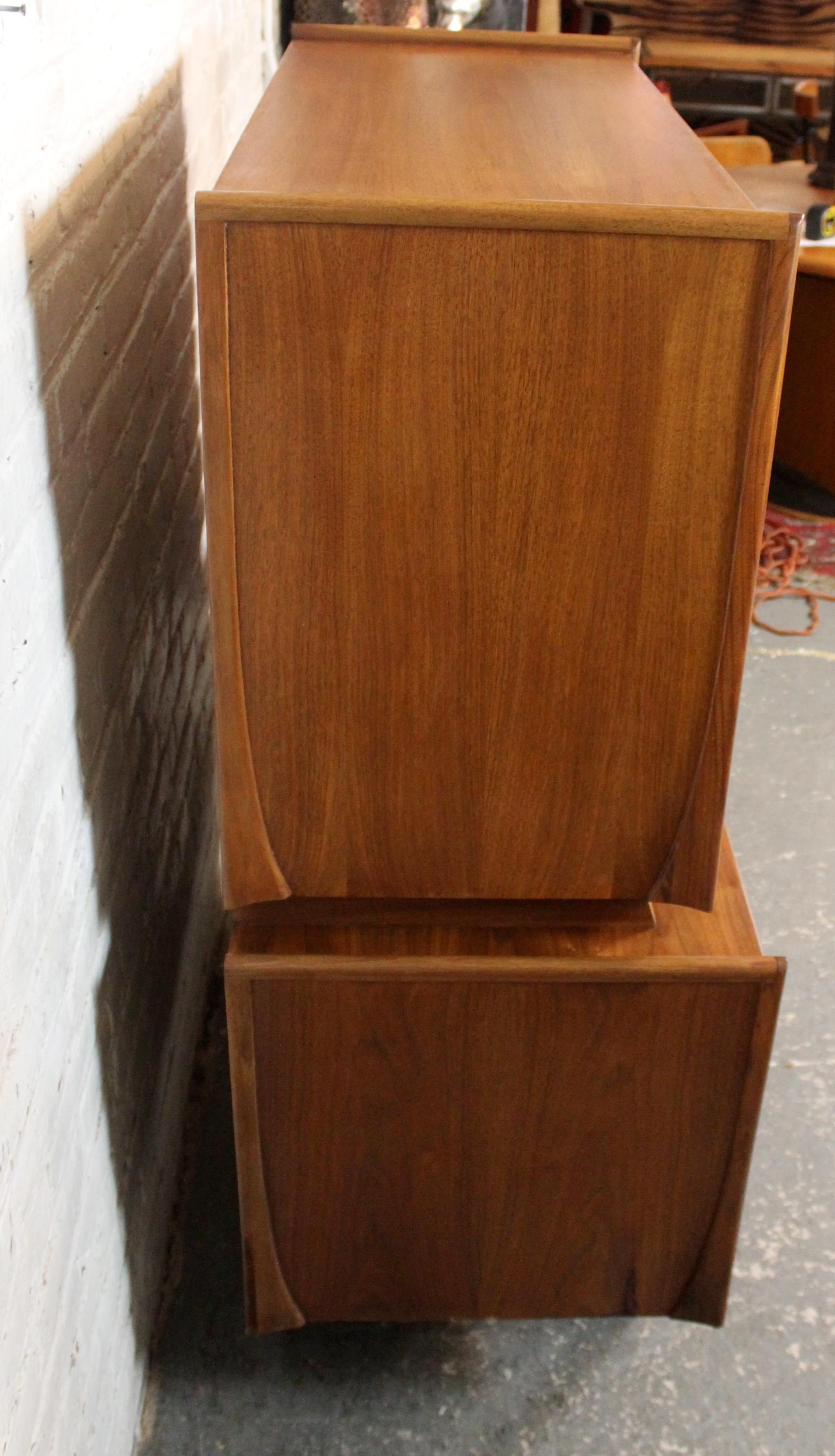 American Mid-Century Inlaid Walnut Highboy by Red Lion Furniture For Sale