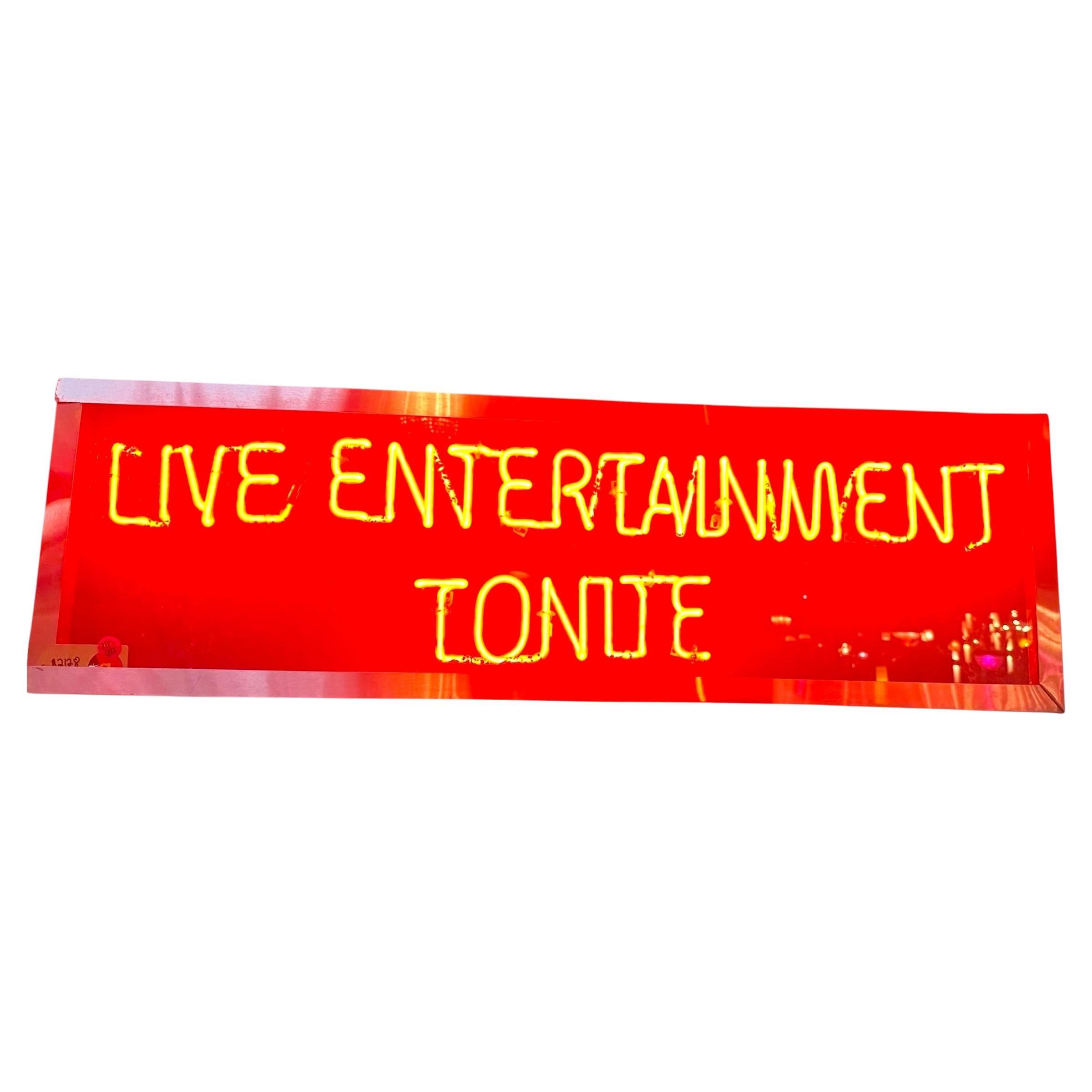 Vintage Red Live Entertainment Tonight Neon Sign For Sale