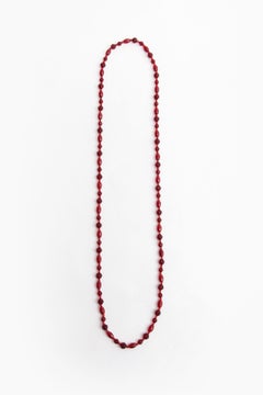Vintage Red Long Amber Necklace, 1960