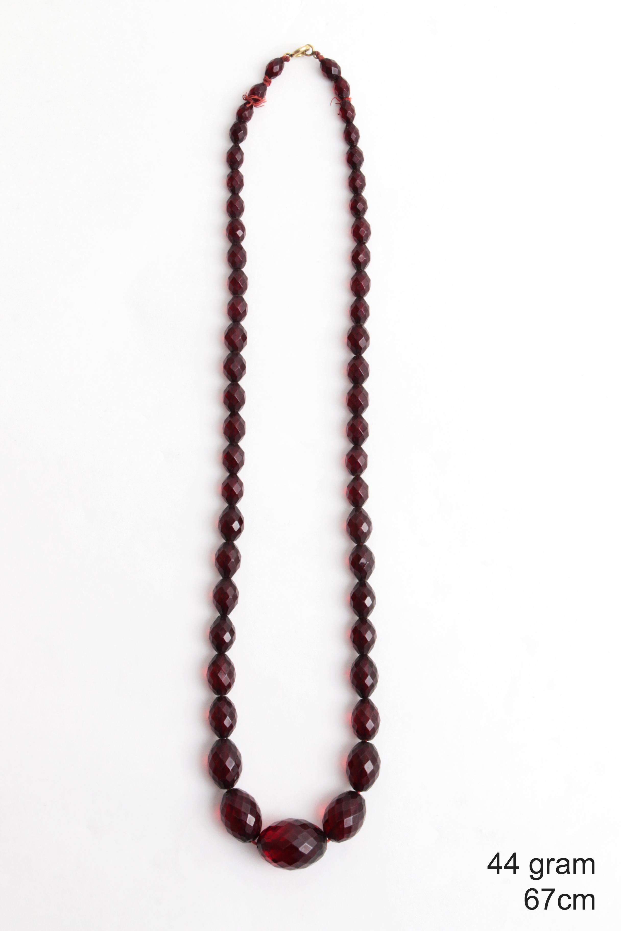 Baltic Vintage Red Long Amber Necklace, 1960 For Sale