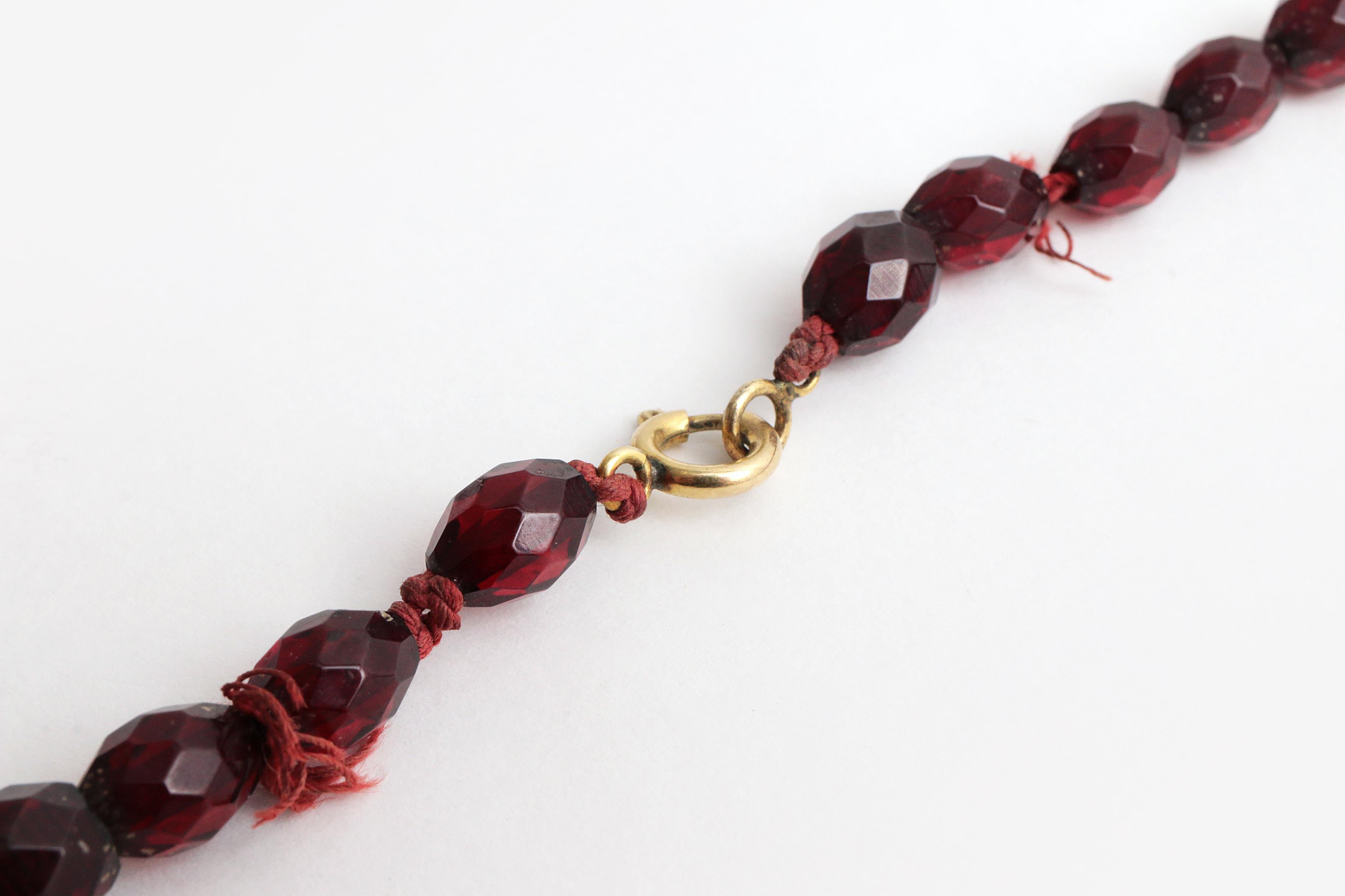 Vintage Red Long Amber Necklace, 1960 For Sale 1