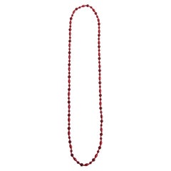 Retro Red Long Amber Necklace, 1960