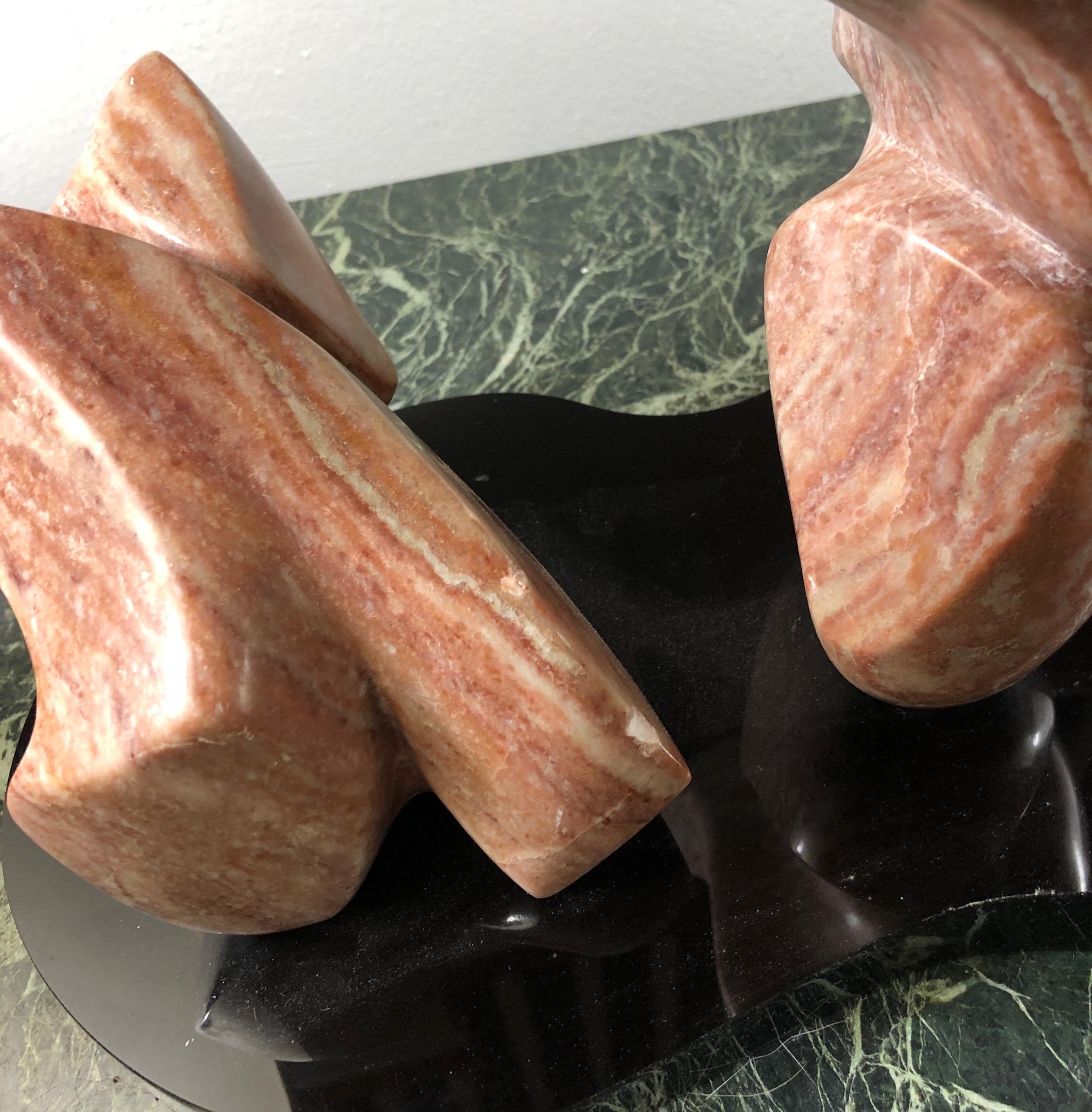 Modern Vintage Red Marble Abstract Sculpture