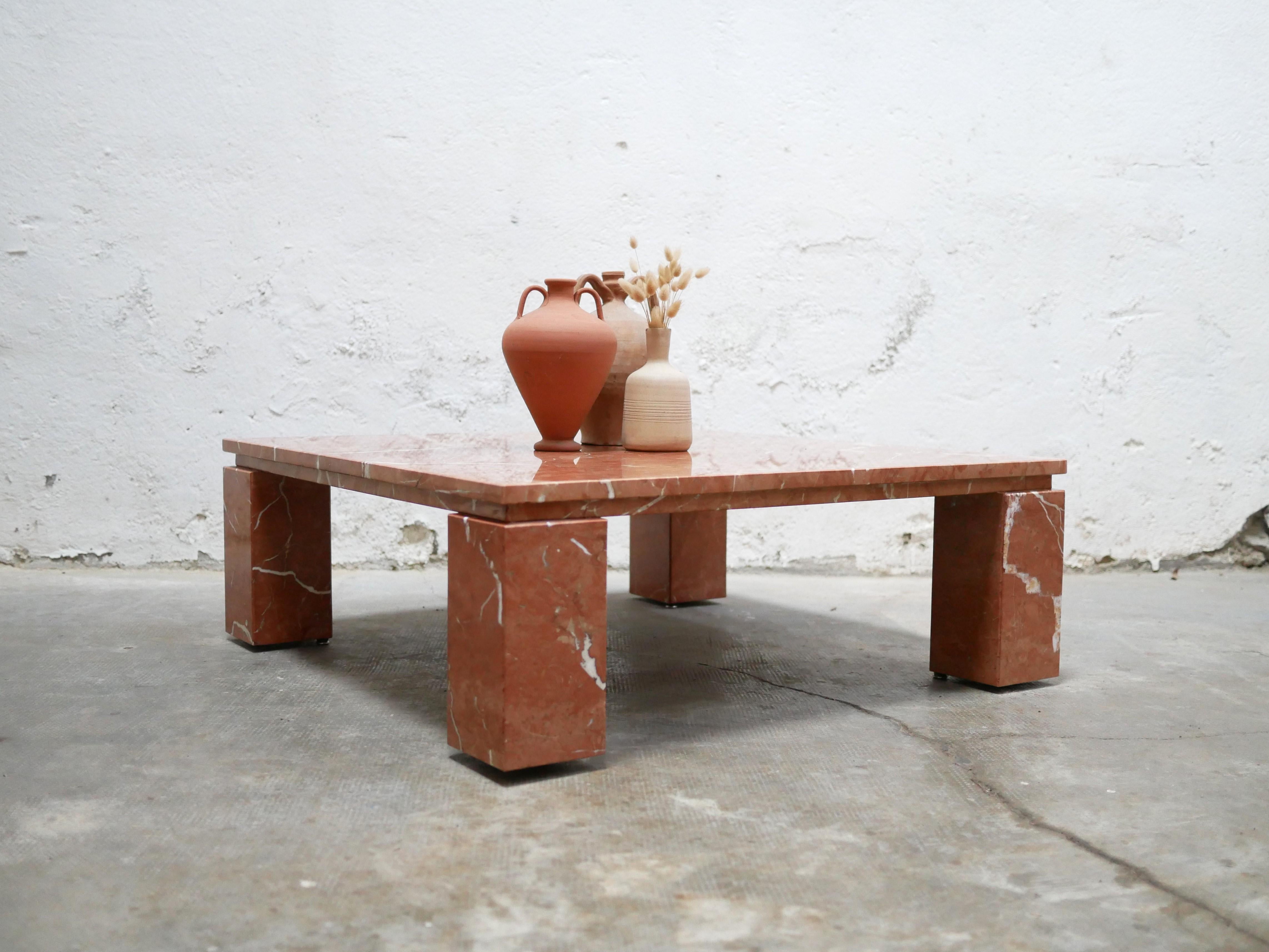 Marble Vintage red marble coffee table For Sale