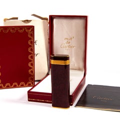 Vintage Red Marble Lacquered CARTIER Les Must Lighter in Box 1990s