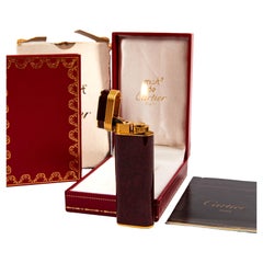 Vintage Rot Marmor lackiert CARTIER Les Must Feuerzeug in Box 1990er