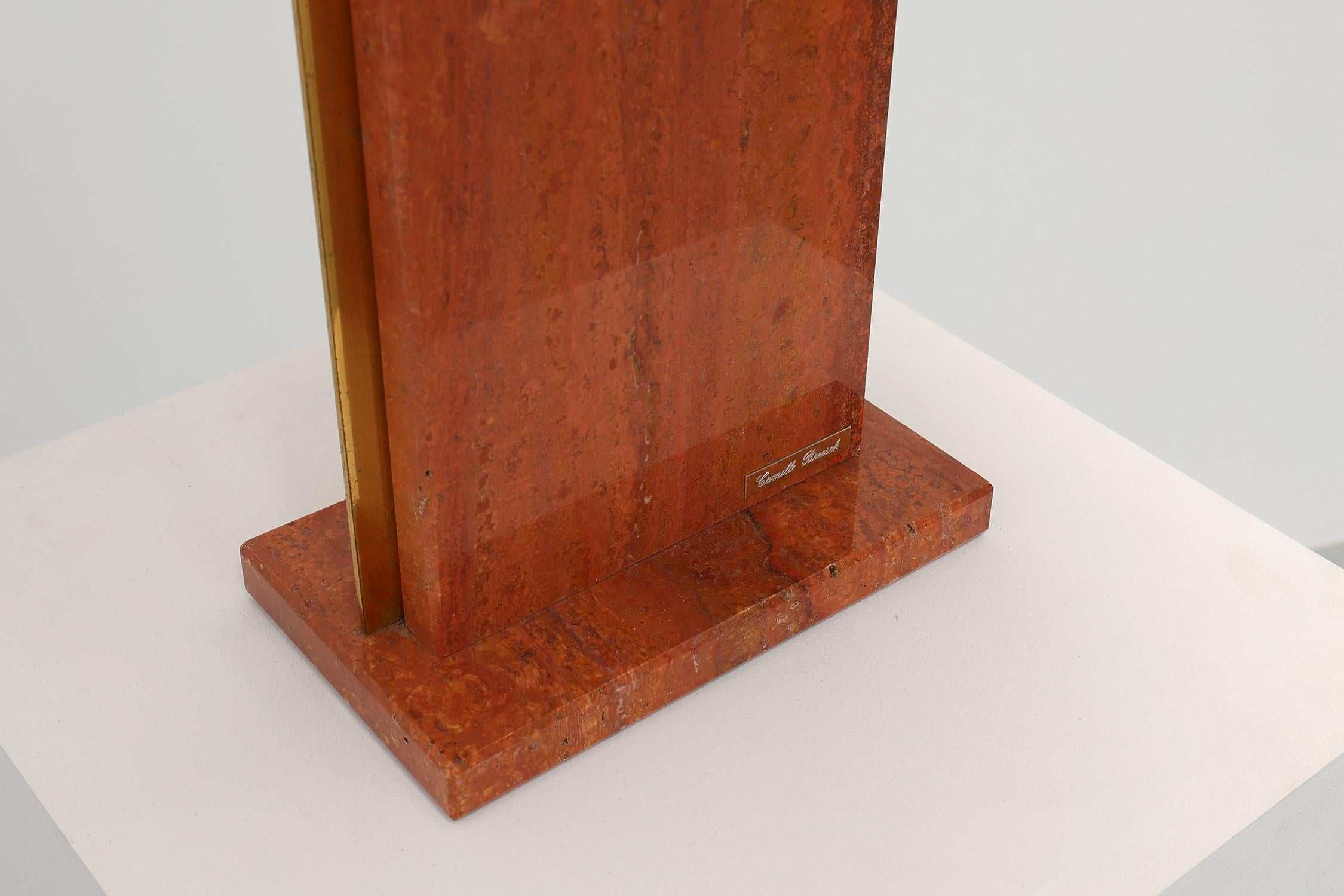 Lámpara de sobremesa vintage de mármol rojo de Camille Breesch en estilo regencia de Hollywood en venta 1