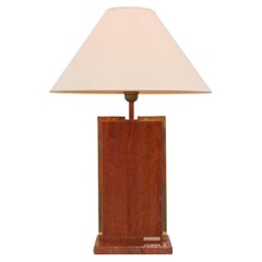 Vintage red marble table lamp by Camille Breesch in Hollywood regency style