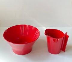 Vintage Red Melamine Bowl & Pitcher by Henning Koppel for T. Ørskov