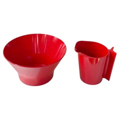 Vintage Red Melamine Bowl & Pitcher by Henning Koppel for T. Ørskov