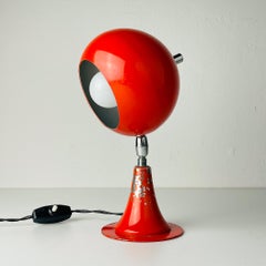 Vintage red metal desk lamp Eyeball Italy 1970s