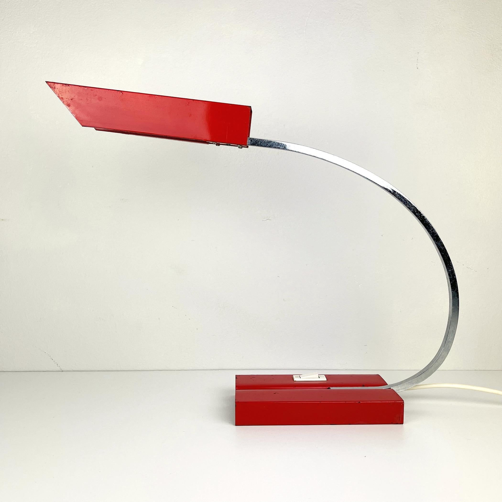Vintage Red Metal Desk Lamp. Yugoslavia 1970s For Sale 8
