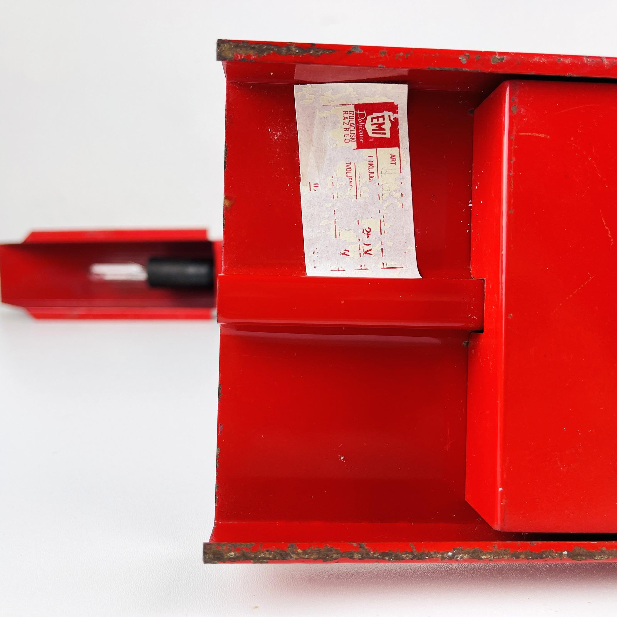 Vintage Red Metal Desk Lamp. Yugoslavia 1970s For Sale 11