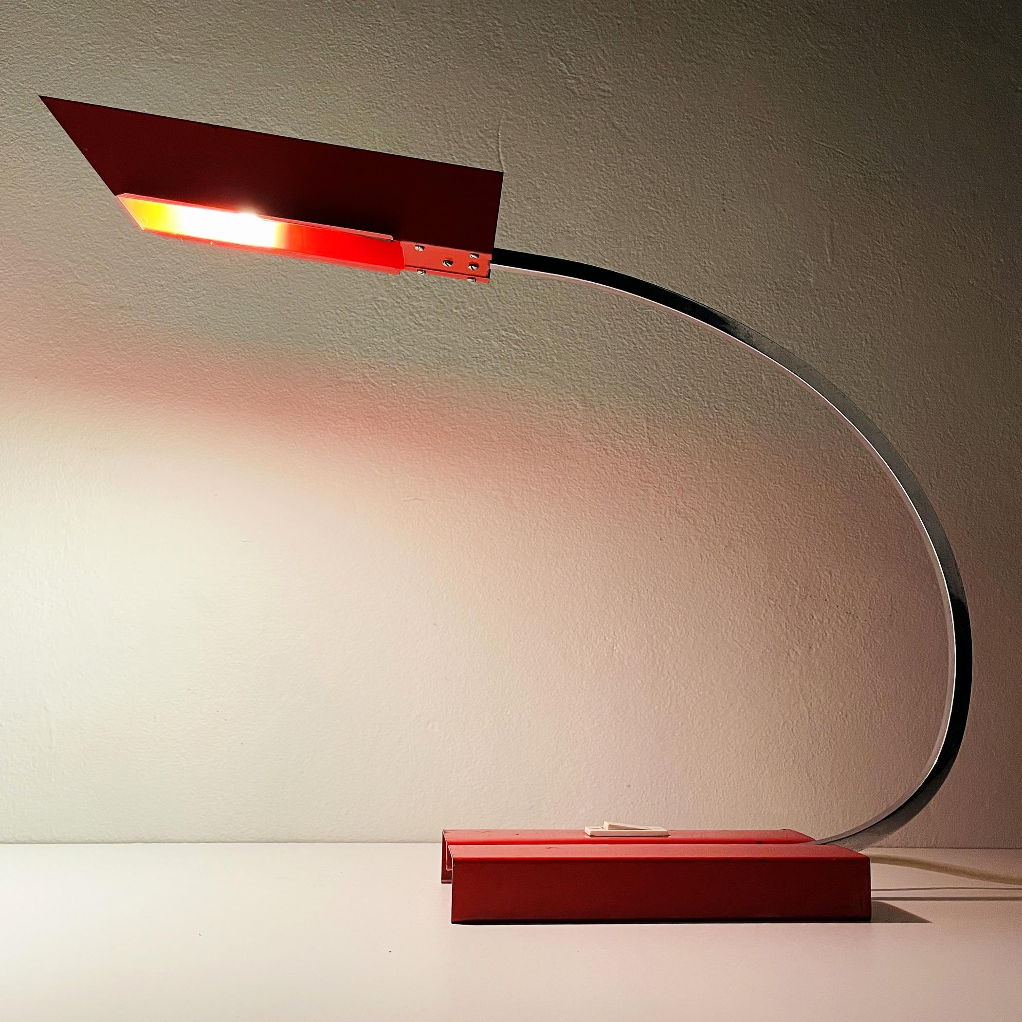 Vintage Red Metal Desk Lamp. Yugoslavia 1970s For Sale 13