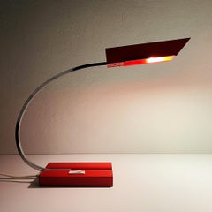 Vintage Red Metal Desk Lamp. Yugoslavia 1970s
