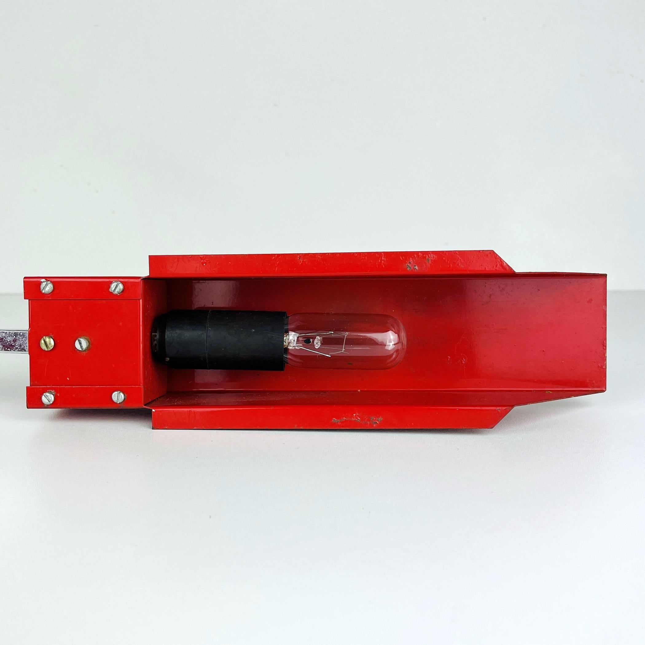 Slovenian Vintage Red Metal Desk Lamp. Yugoslavia 1970s For Sale