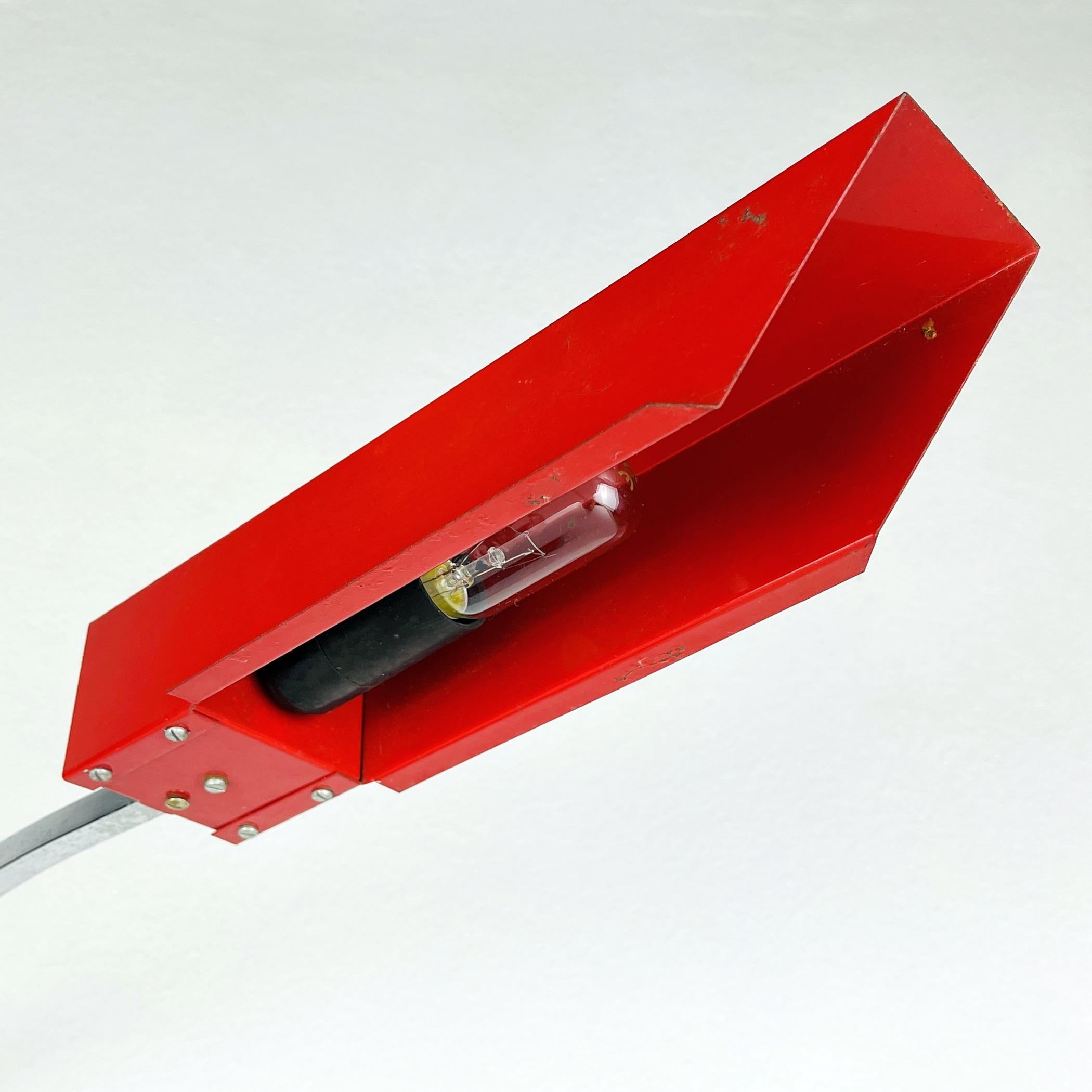 Vintage Red Metal Desk Lamp. Yugoslavia 1970s For Sale 2