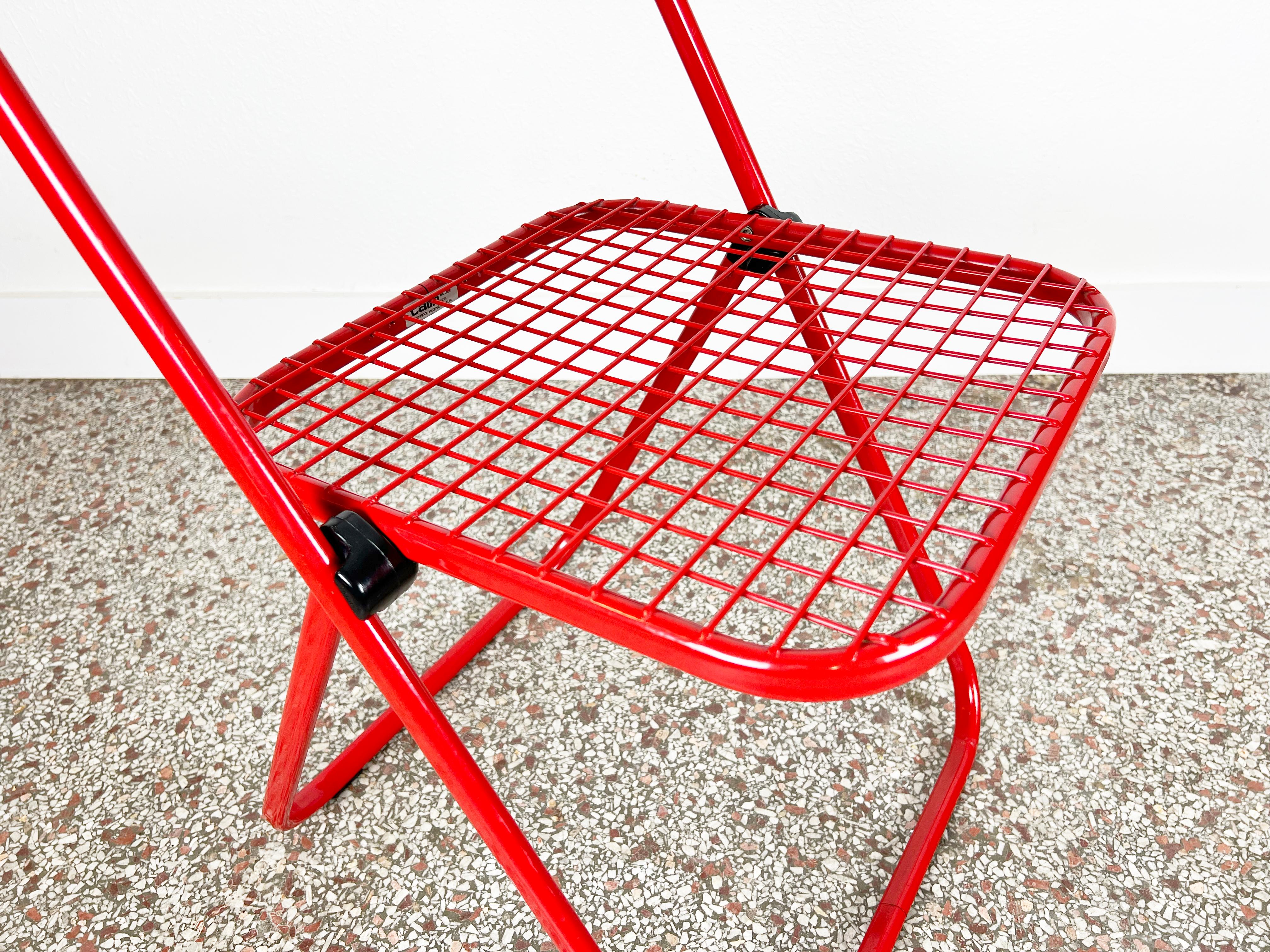 20th Century Vintage Red Metal Folding Chair by Talin