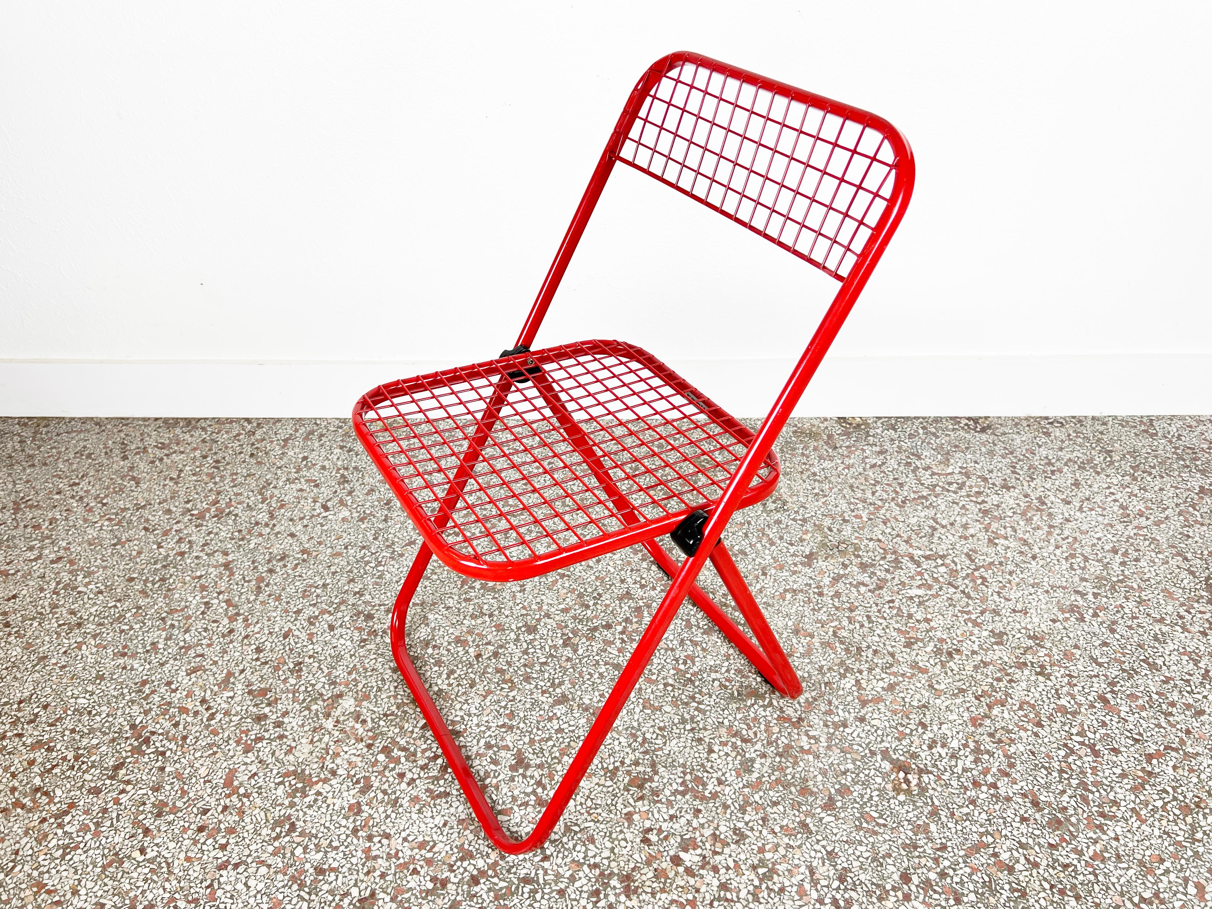 Vintage Red Metal Folding Chair by Talin 2