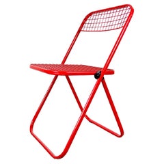 Vintage Red Metal Folding Chair by Talin