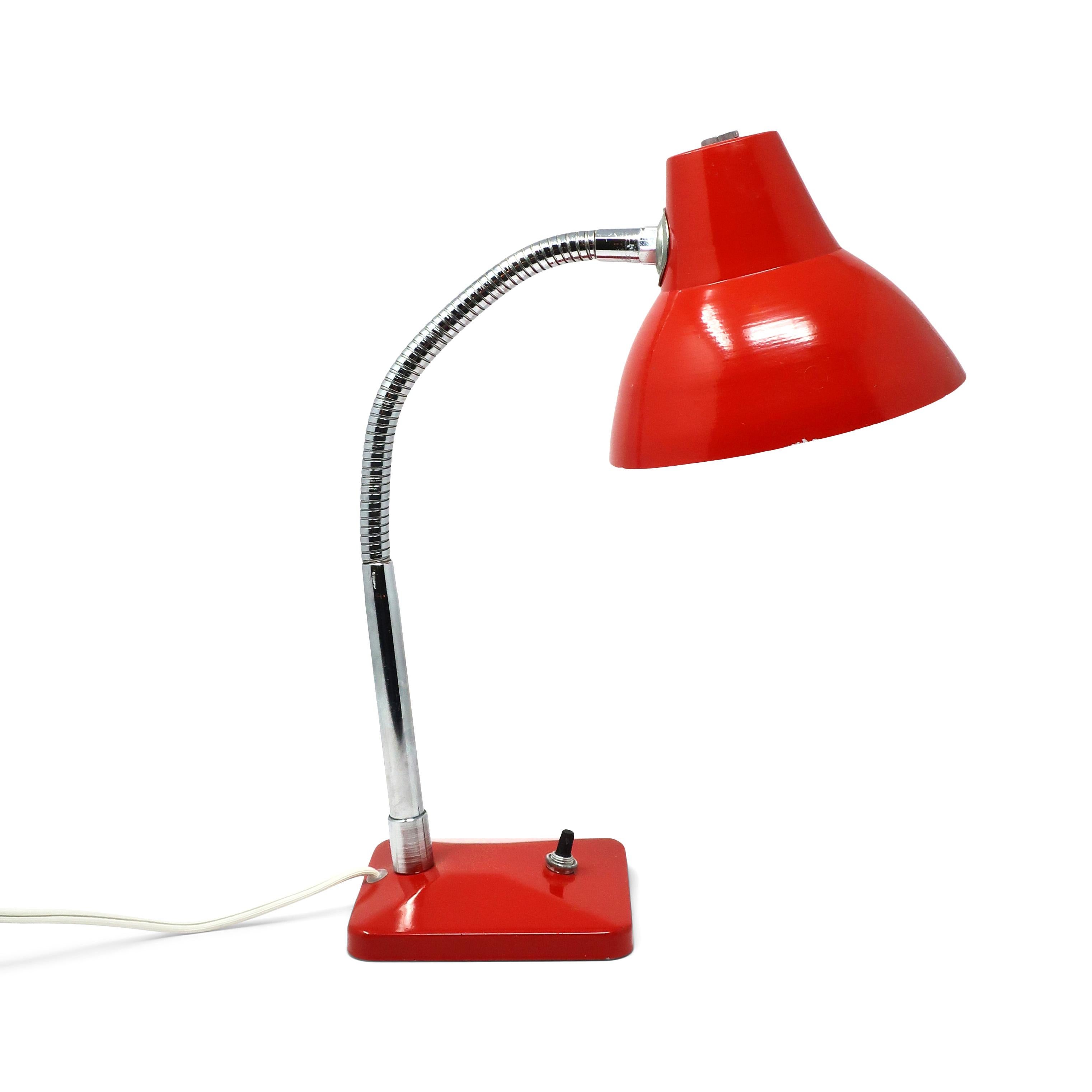Vintage Red Metal Gooseneck Desk Lamp at 1stDibs