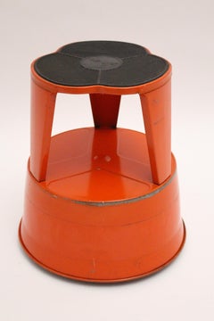 Vintage Red Metal Kik Step Stool by Marc Adnet, Blanc, Mesnil, France, 1970s
