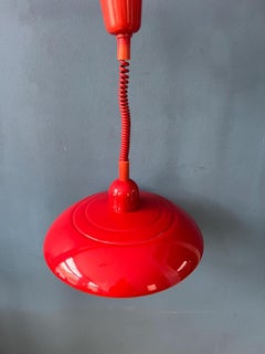 Vintage-Pendelleuchte aus rotem Metall, Space Age, 1970er-Jahre