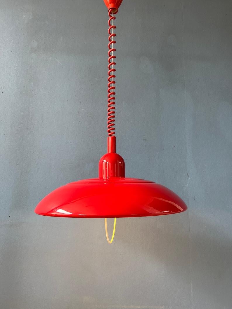 20th Century Vintage Red Metal Space Age Pendant Lamp, 1970s