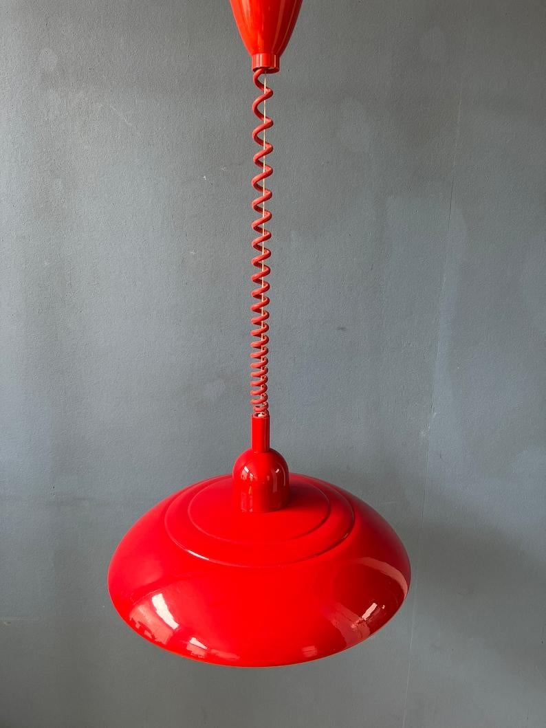 Vintage Red Metal Space Age Pendant Lamp, 1970s For Sale 2
