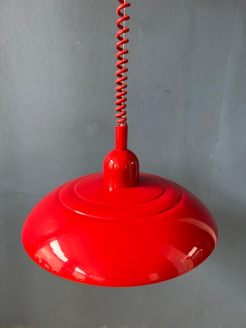Vintage Red Metal Space Age Pendant Lamp, 1970s 3