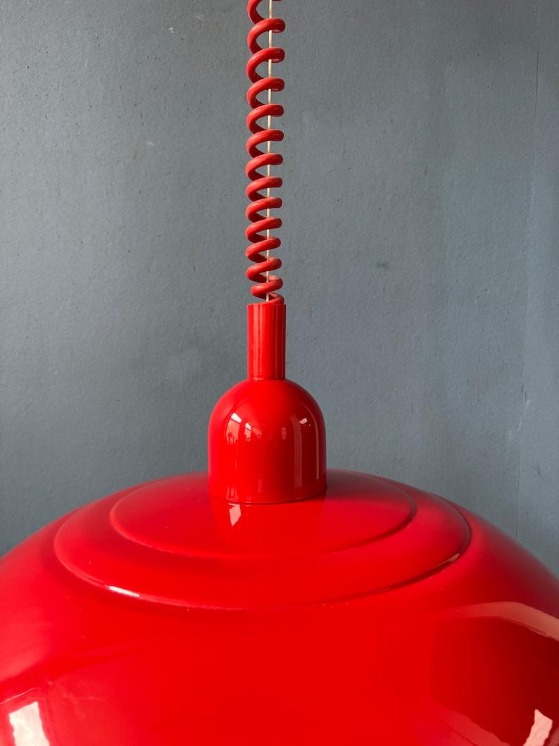 Vintage Red Metal Space Age Pendant Lamp, 1970s For Sale 4