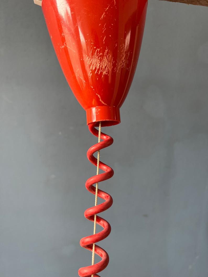 Vintage Red Metal Space Age Pendant Lamp, 1970s For Sale 5