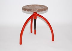 Bauhaus Vintage Red Metal Swiveling Stool Margarete Schuette-Lihotzky, 1920s
