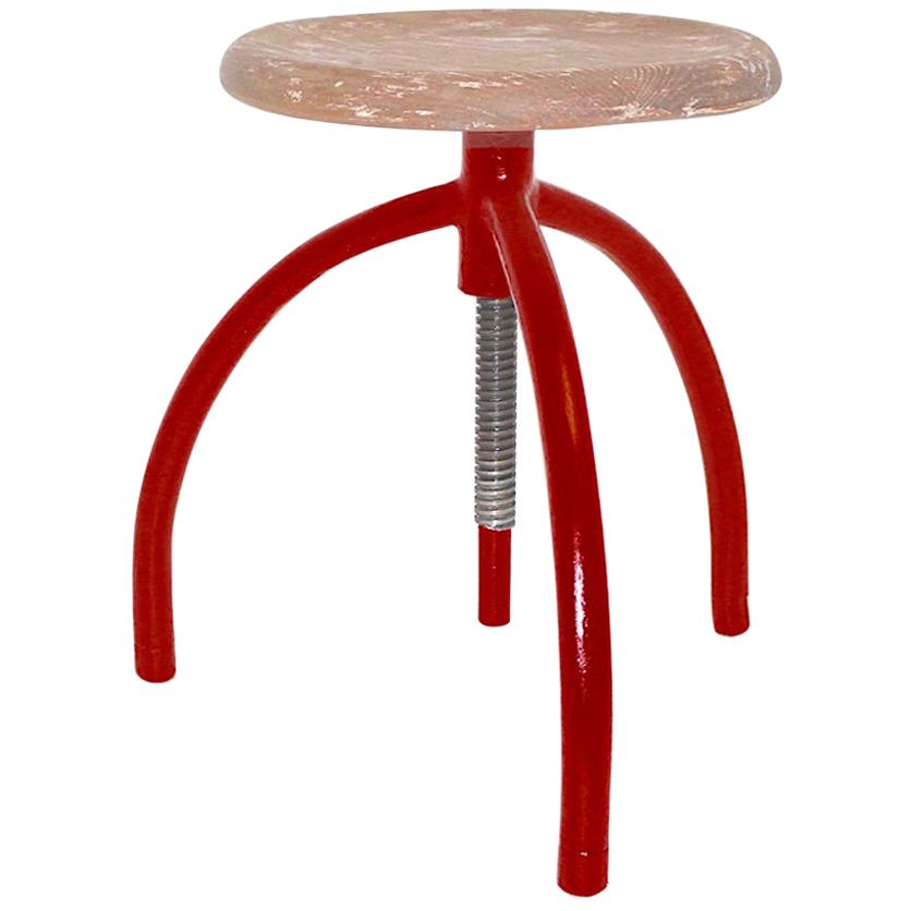 Vintage Red Metal Swiveling Stool by Margarete Schuette-Lihotzky, 1920s For Sale