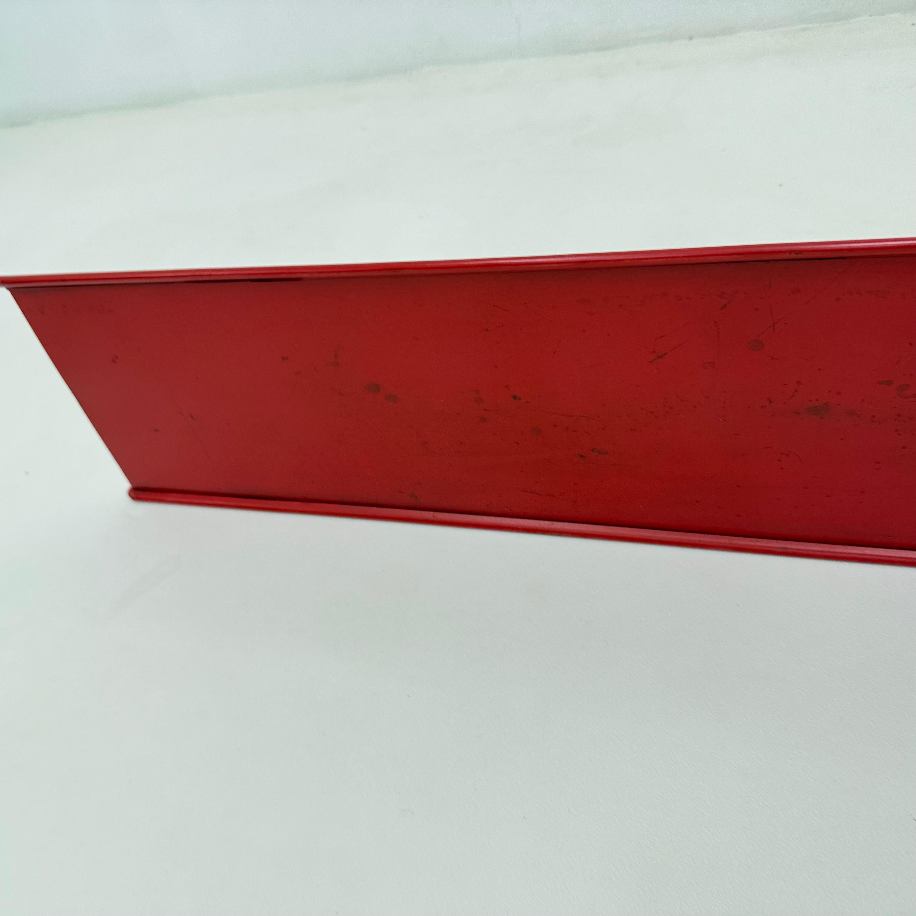 Vintage red metal wall unit book shelf , 1970s 7
