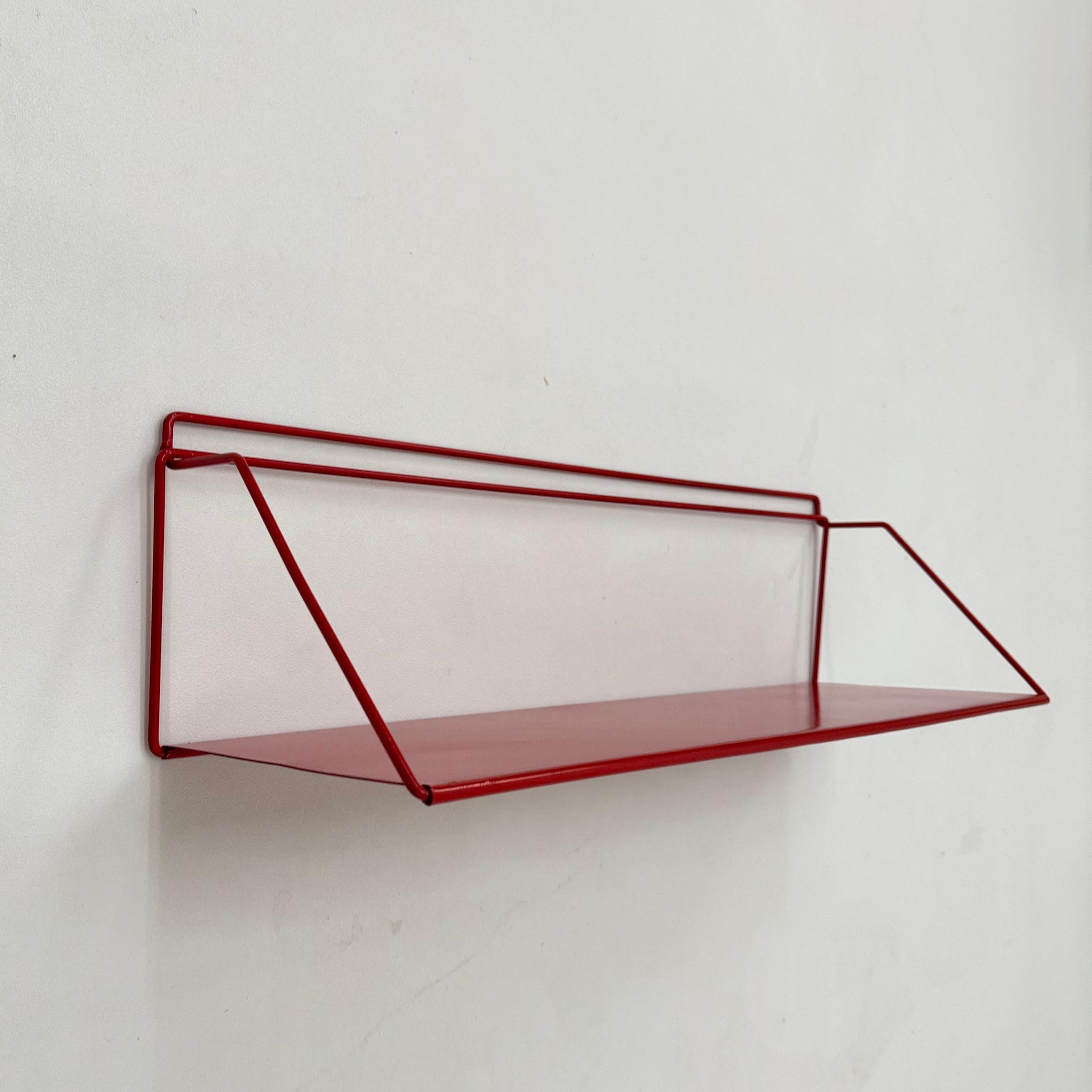 Mid-Century Modern Vintage red metal wall unit book shelf , 1970s